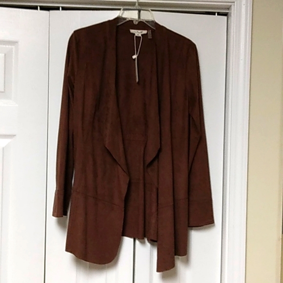 Faux Brown Suede Jacket - Picture 1 of 6